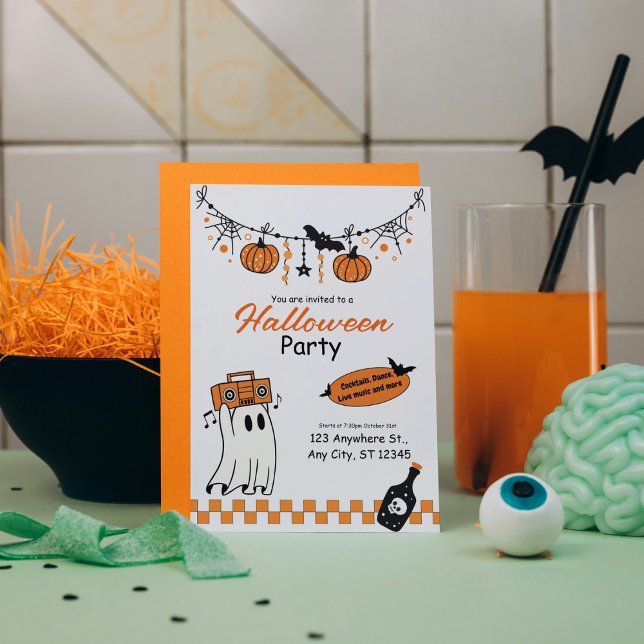 Cute Retro Halloween   Invitation (Creator Uploaded)