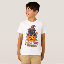 Cute Retro Halloween Kids T-Shirt ,Candy Inspector