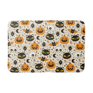 Cute Retro Halloween Pattern Bath Mat