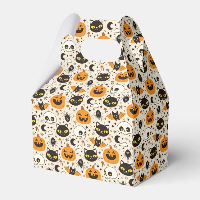 Cute Retro Halloween Pattern Favour Box (Front Side)