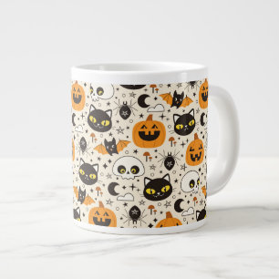 Cute Retro Halloween Pattern Large Coffee Mug