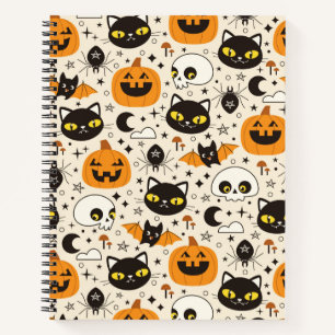 Cute Retro Halloween Pattern Notebook