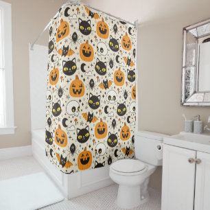 Cute Retro Halloween Pattern Shower Curtain