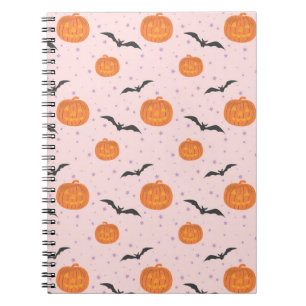 Cute Retro Halloween Pumpkins and Bats Notebook