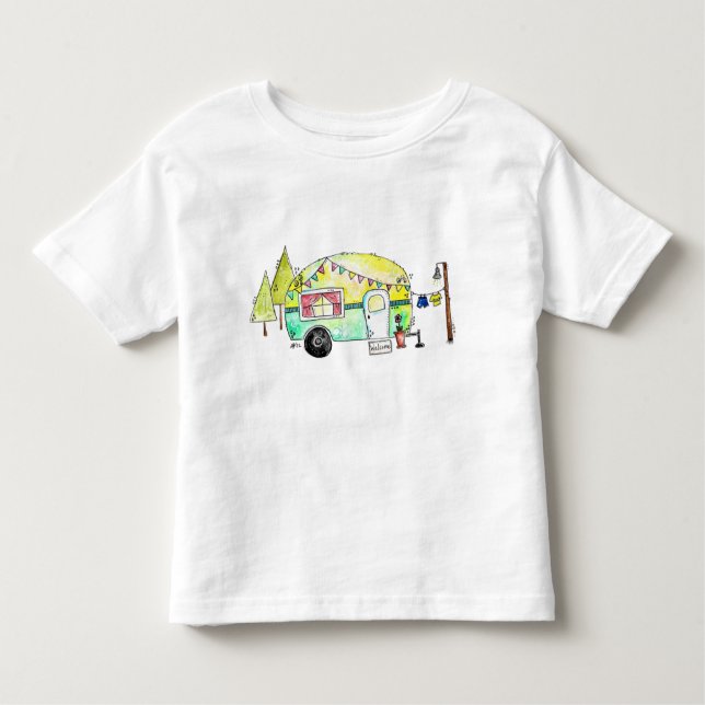 Cute Retro Happy Camper Toddler T-Shirt (Front)