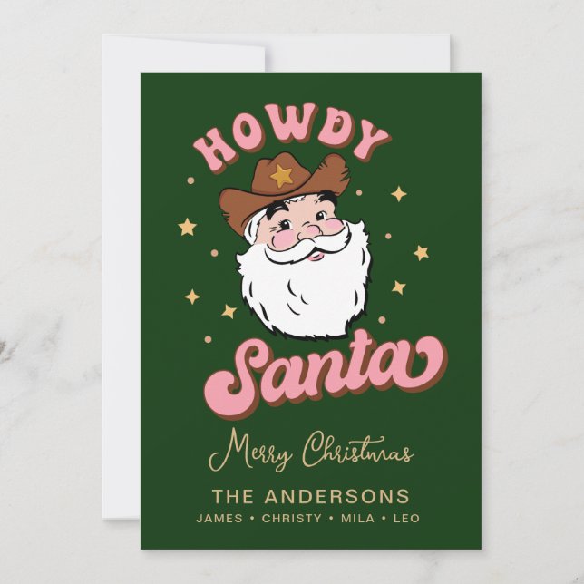 Cute Retro Howdy Santa Cowboy Texas Christmas Invi Invitation (Front)