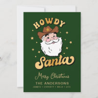 Cute Retro Howdy Santa Cowboy Texas Christmas Invi