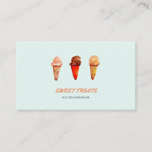 Cute retro Ice Cream cone watercolor Business Card