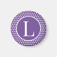 Cute retro initial letter Purple Polka Dots
