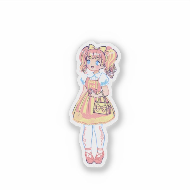 Cute Retro Kawaii Anime Girl Pastel Fashion Vinyl  (Front)