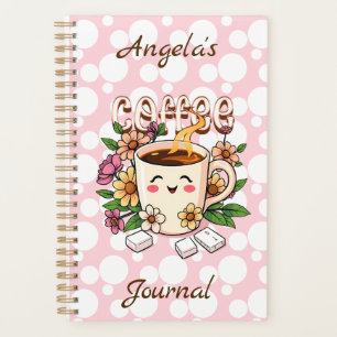 Cute Retro Kawaii Coffee and Flowers Personalized Planner
