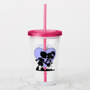 Cute Retro Kissing Illustration Acrylic Tumbler