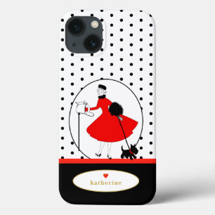 Cute Retro Lady Scottie Dog Fun iPhone 13 Case