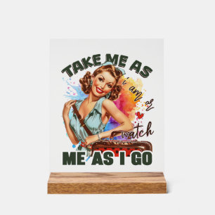 Cute retro lady word art acrylic sign