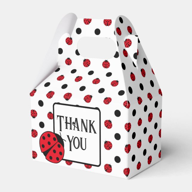 Cute retro ladybug pattern  favour box (Front Side)