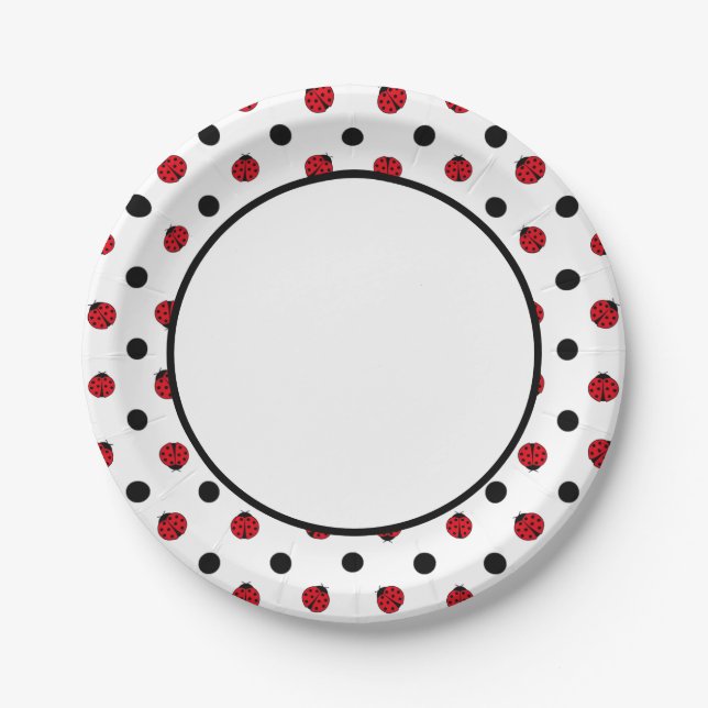 Cute retro ladybug pattern  paper plate (Front)