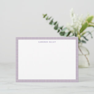 Cute Retro Lavender Gingham Plaid Personalised Card