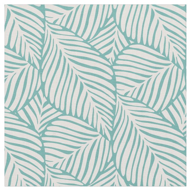 Cute retro leaf pattern l Trendy sage green Fabric (Close Up)