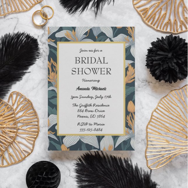 Cute Retro Lilies Floral Bridal Shower Invitation  (Creator Uploaded)