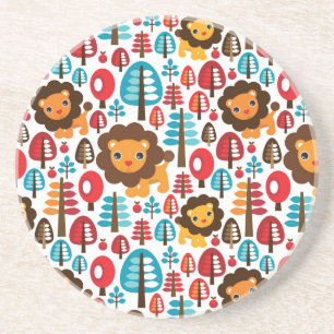 cute retro Lion kids illustration Coaster