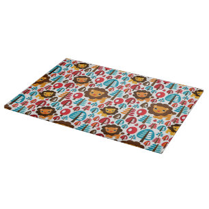 cute retro Lion kids illustration Cutting Board