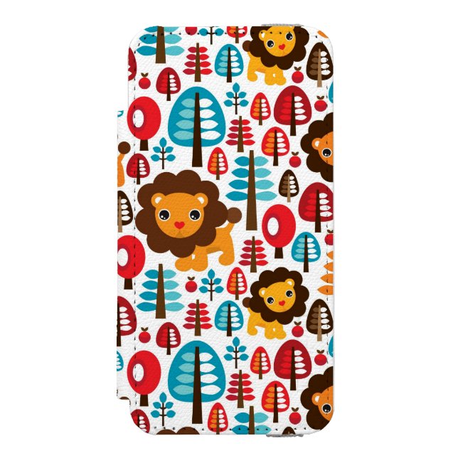 cute retro Lion kids illustration Incipio iPhone Wallet Case (Folio Front)