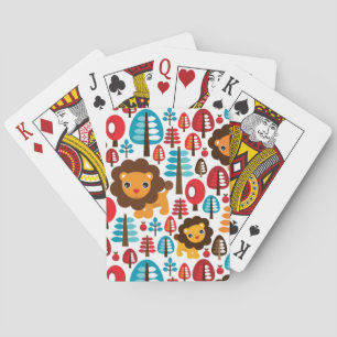 cute retro Lion kids illustration Playing Cards