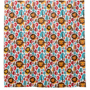 cute retro Lion kids illustration Shower Curtain