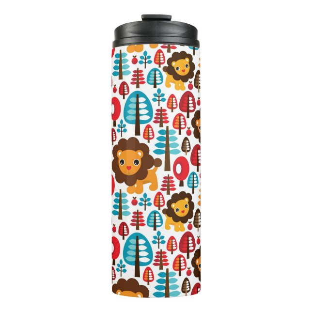cute retro Lion kids illustration Thermal Tumbler (Front)