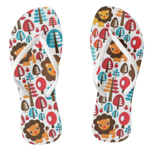 cute retro Lion kids illustration Thongs