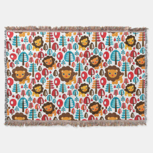 cute retro Lion kids illustration Throw Blanket