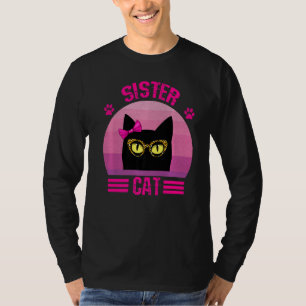 Cute Retro Little Sister Cat With Leopard Glasses T-Shirt