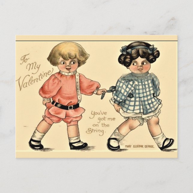 Cute Retro Love Children Illustration Holiday Postcard (Front)