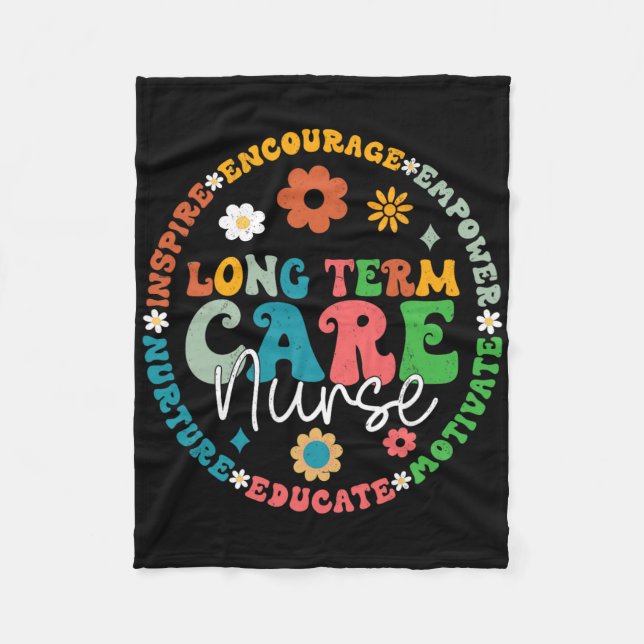 Cute Retro Ltc Nurse Long Term Care Nurse Apprecia Fleece Blanket (Front)