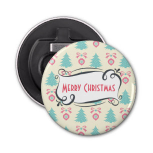 Cute Retro Merry Christmas Pattern Bottle Opener