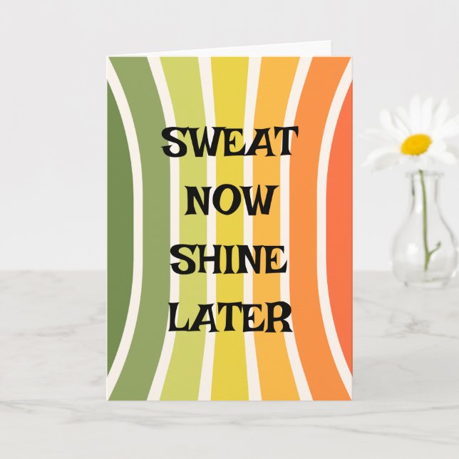 Cute Retro	Minimal Greeting Card Sweat now (Small Plant)