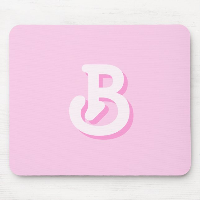 Cute Retro Monogram Pink Mouse Pad (Front)