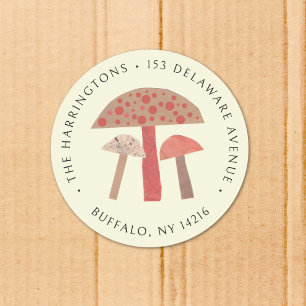 Cute Retro Mushroom Nature Return Address Label