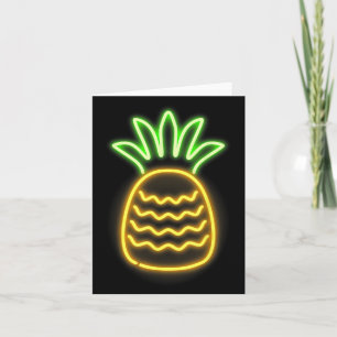 Cute Retro Neon Pineapple For Hawaiian Beaches Shi Card