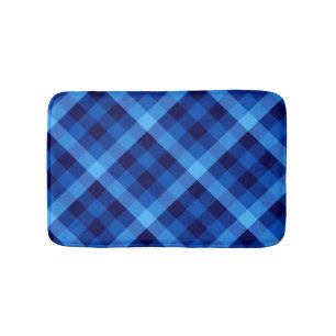 Cute Retro Ocean Blue Plaid Small Bath Mat