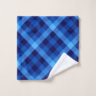 Cute Retro Ocean Blue Plaid Washcloth Wash Cloth