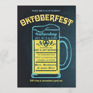 Cute Retro Oktoberfest Invitations   Chalkboard