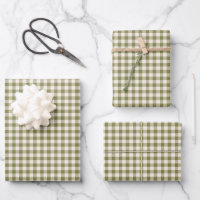 Cute Retro Olive Green Gingham Plaid Pattern