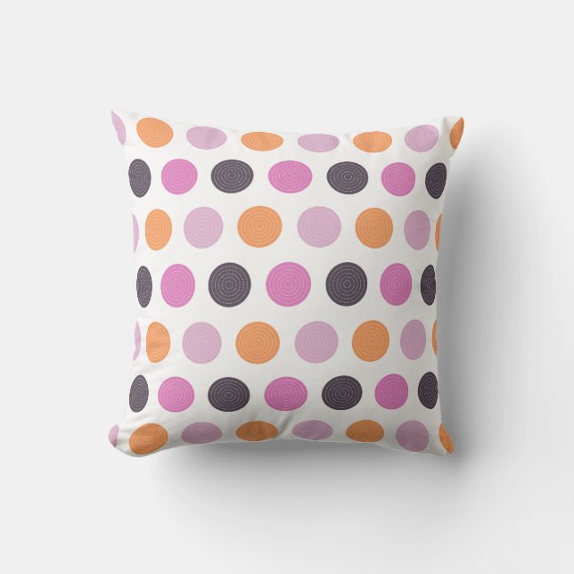 Cute Retro Orange Purple Pink Polka Dot Pattern Cushion (Front)