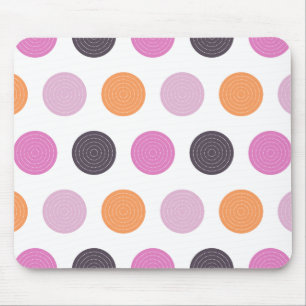 Cute Retro Orange Purple Pink Polka Dot Pattern Mouse Pad