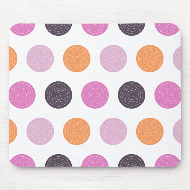 Cute Retro Orange Purple Pink Polka Dot Pattern Mouse Pad (Front)