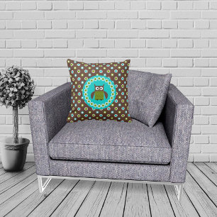Cute Retro Owl and Flowers Kids Cushion