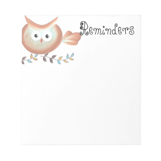 Cute Retro Owl Notepad (Front)