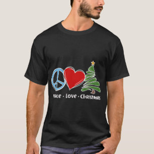 Cute Retro Peace Love Christmas Boho Christmas T-Shirt