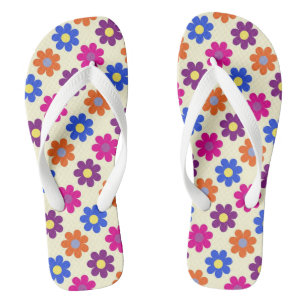 Cute Retro Penny Flower Pattern Thongs